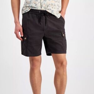 Sun + Stone Men's Relaxed Fit 8" Cargo Shorts Black Shadow Cotton Spandex